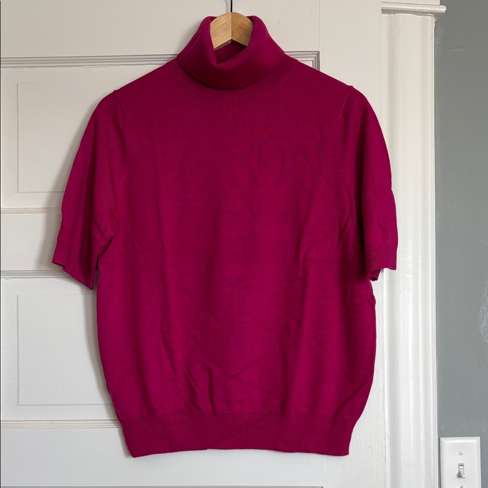 Ann Taylor short sleeved turtleneck Sweater, Fuschia - NWT